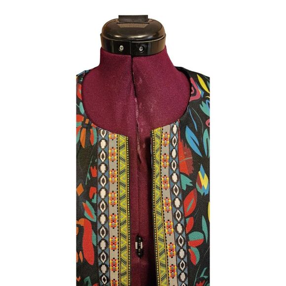 Buenos Ninos Women's Sz L Colorful Open Front Short Retro Chic Jacket - Picture 2 of 9